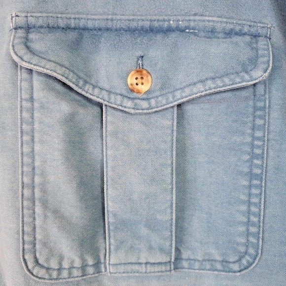 Eddie Bauer Mens Chamois Flannel Button Up Blue Long Sleeve Cotton Size XL Flaw - Picture 4 of 12